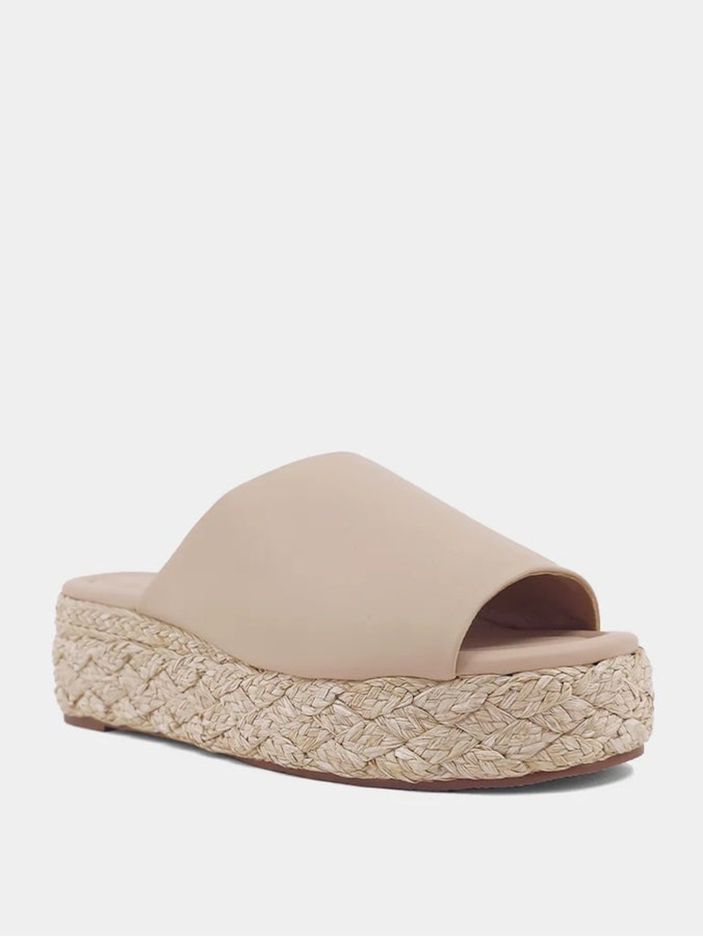 Womens Neutral Espadrille Platform Slide